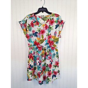 Speed Control NY Tropical Dress Women's‎ Cinched Waist Summer White Size L
